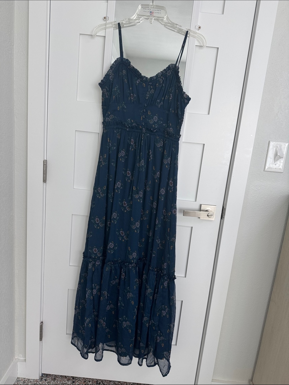 Patrons of Peace Navy Floral Maxi Dress with Spaghetti Straps